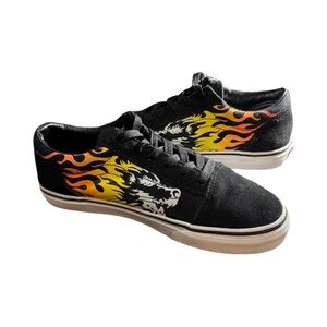 Vans Kids Sneakers - Black with Flame Design